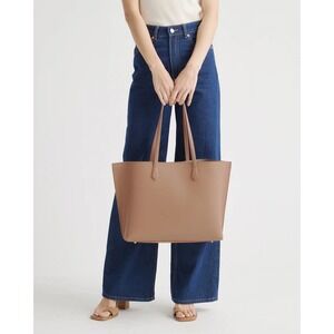 Quince Adeline Shopper Tote Bag Cappuccino Brown Leather Handbag
